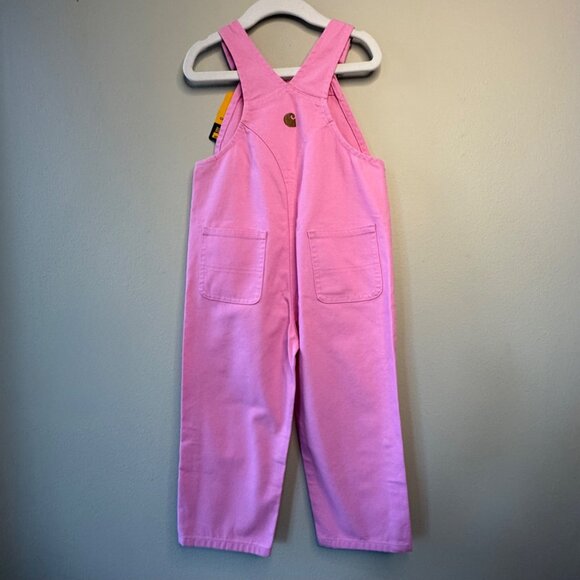 CARHARTT Pink Overalls Girls 3T 3 NWT Loose Fit Canvas Bib Overall Toddler NEW - Picture 2 of 9